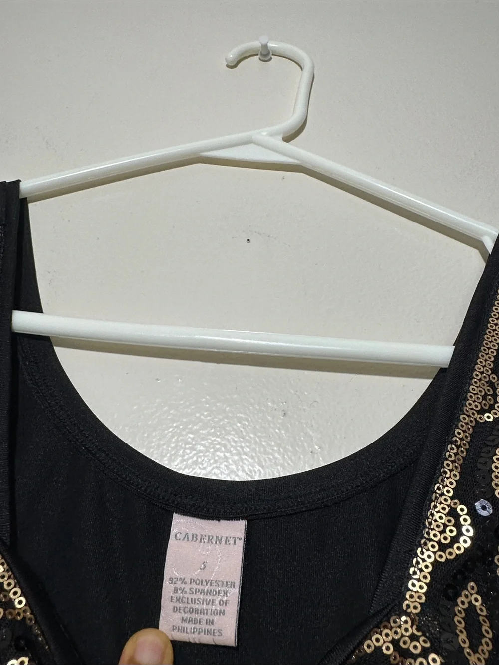 Cabernet Black Tank with Gold-Tone Beaded Square Neckline